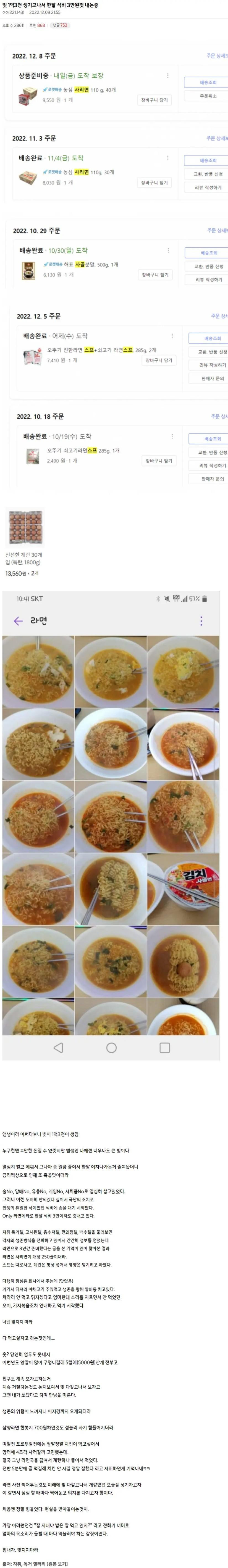 한달 식비 3만원의 사나이