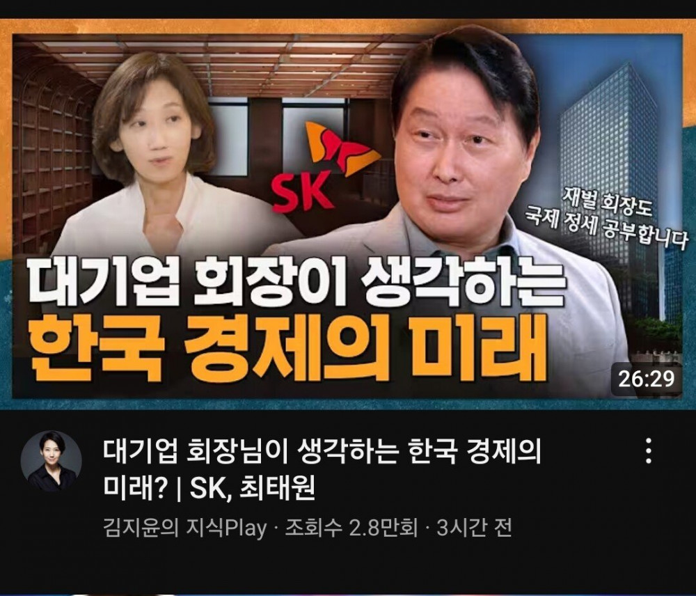 김지윤 박사 유튜브에 나온 SK 회장편 댓글창