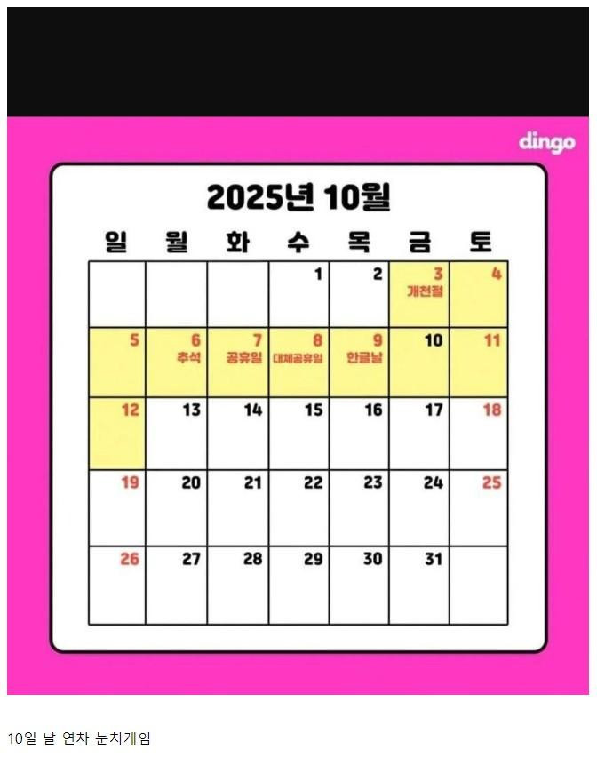 2025년 최고로 미친 추석연휴